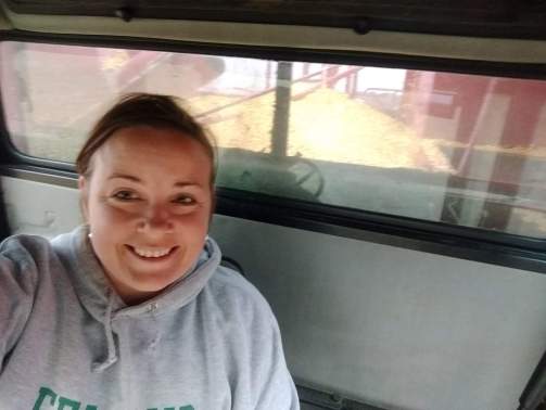 Rose driving combine.